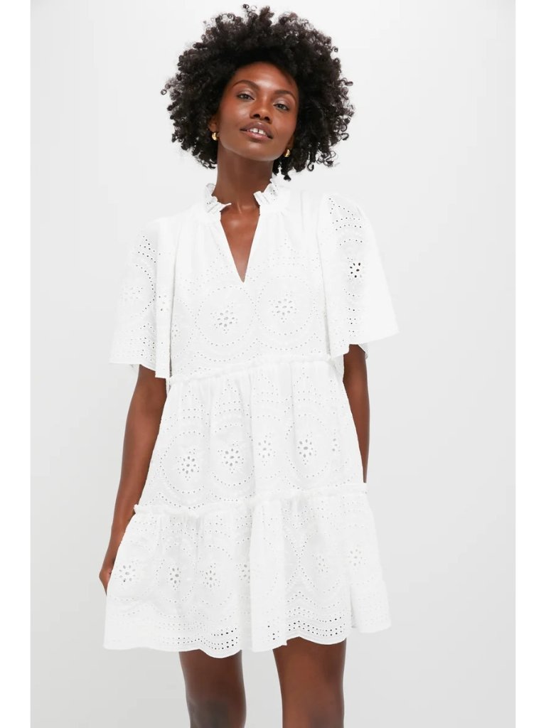 Tuckernuck Eyelet Crawford Dress In White Small New Womens Mini Cotton